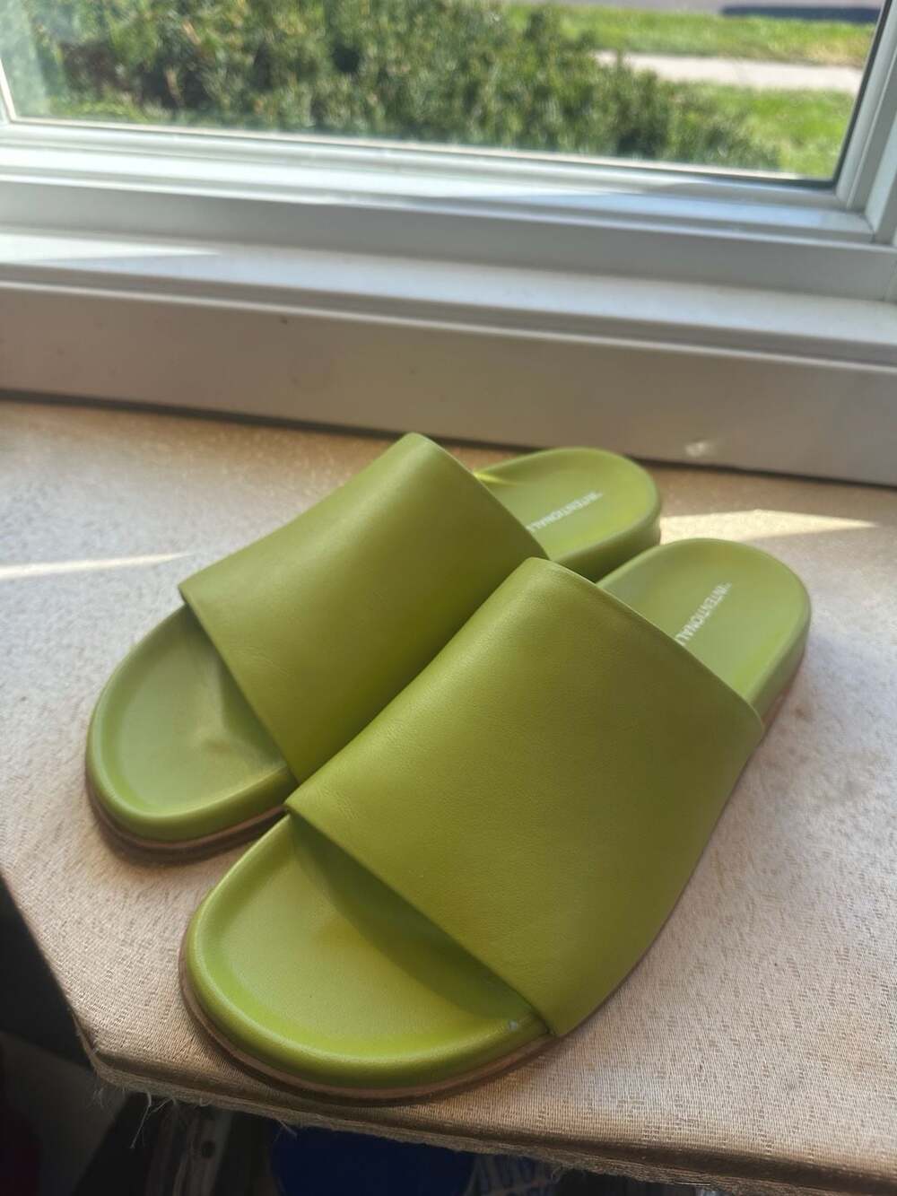 Intentionally Blank Pippy Slide Sandals in Wasabi Green Size 9